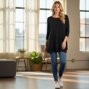Cuddl Duds Softwear Black Long Sleeve Layering Tunic Top Women's XS